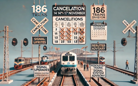 हावड़ा डिवीजन में 14 से 17 नवंबर तक 186 ट्रेनों की रद्दीकरण
